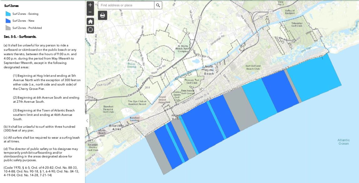 Expanded North Myrtle Beach Surf Zones